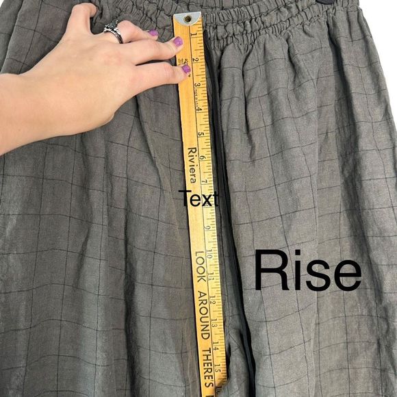 Cynthia Ashby Wide Leg Cropped High Waist Checkered Linen Palazzo Pants EUC L/XL - Picture 4 of 11